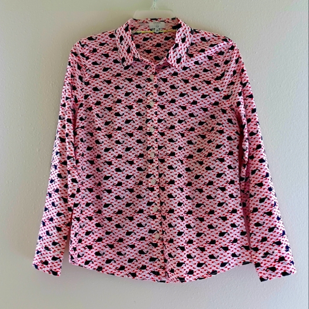 CROWN & IVY Shirt, Whale print, size Mp - Picture 1 of 13